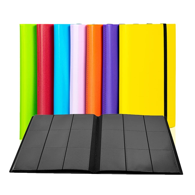 Multiple Colors PP Plastic Trading Game Card Binder with Black Strap 360 Side Loading Album Book for Kids Organization