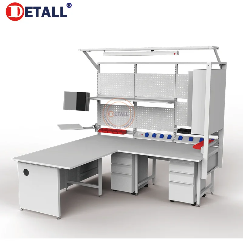 Detall OEM test lab workstation with computer rack
