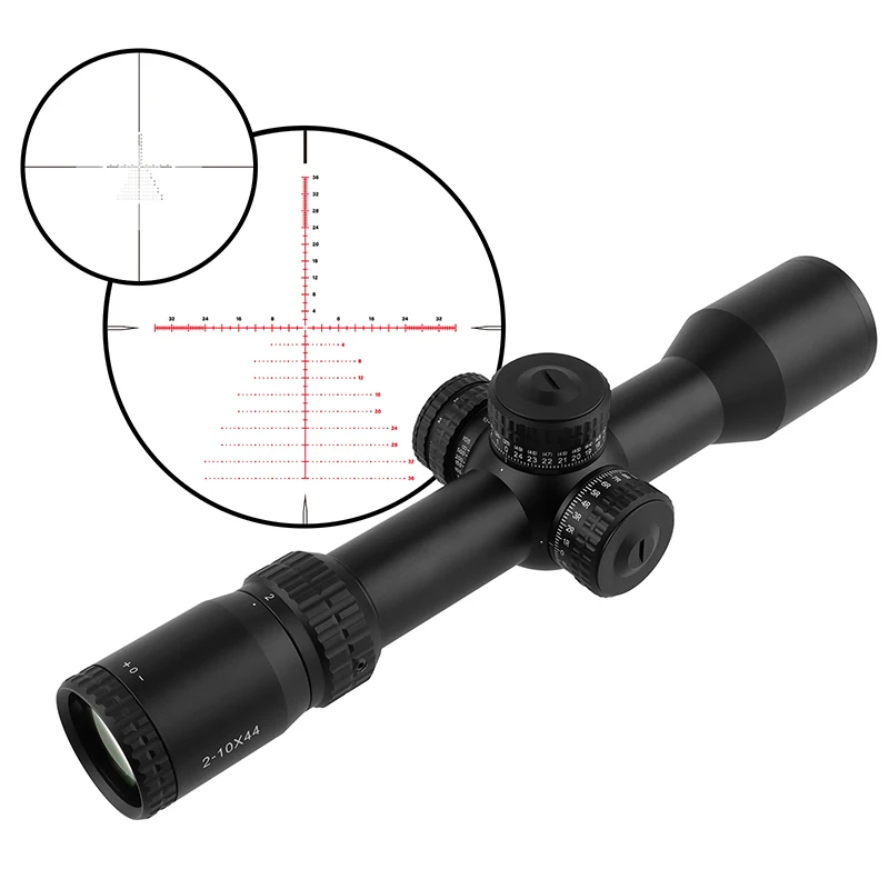 Hunting First Focal Plane Telescopic Sight 2-10x44 34mm Tube With Zero Reset Function Tactical FFP Scope IPX7 Waterproof