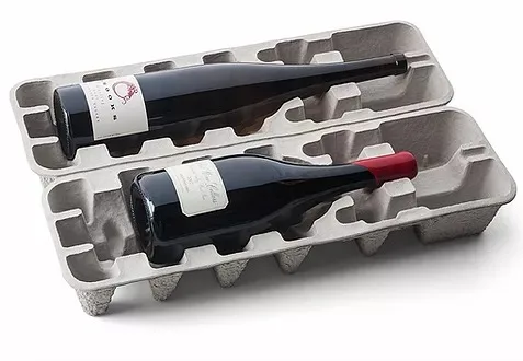 Disposable Paper Pulp 2 Wine Bottle Protective Package Molded Pulp Paper Packaging Wine Shipper boxes