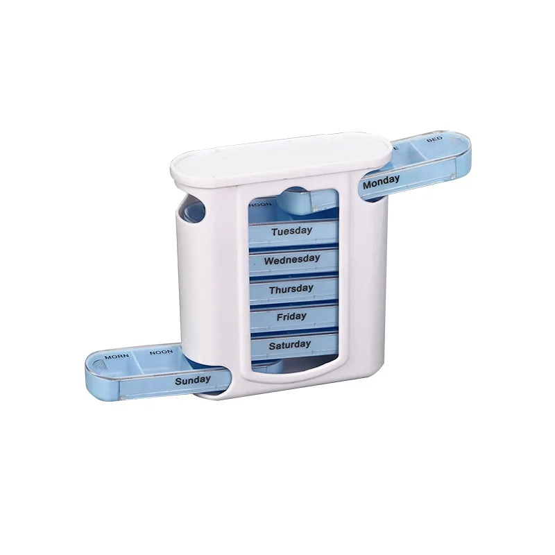 custom logo food grade PP large capacity Weekly Pill Organizer 4 Times a Day 7 Day Pill Box