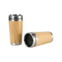 Eco-Friendly Double Wall Coffee Mug 50ml  Stainless Steel tumbler bamboo travel mug  with lid