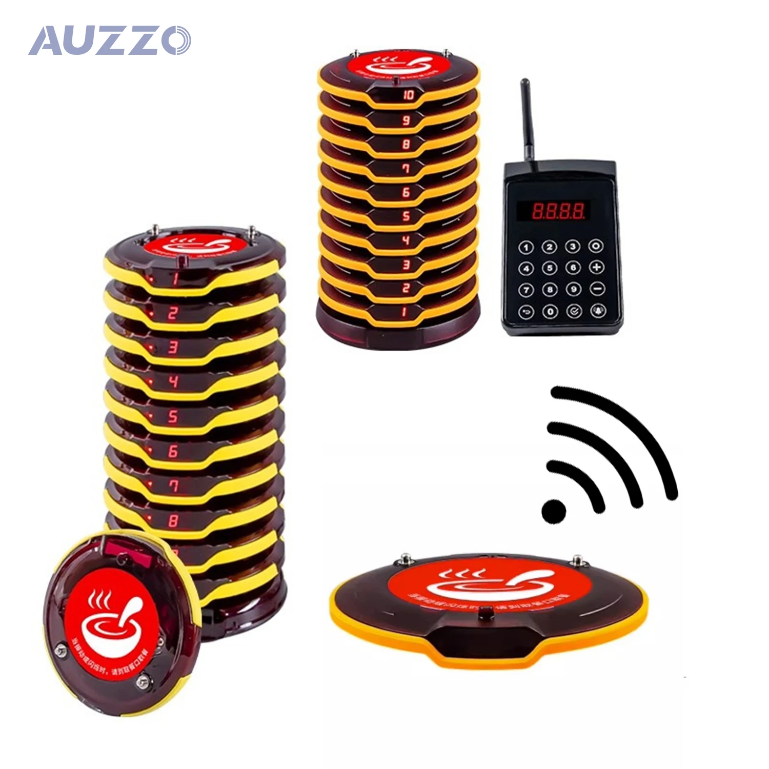 Restaurant Wireless Queue Calling Equipment Distance 3km Vibrating Pager System Coaster Guest Pager