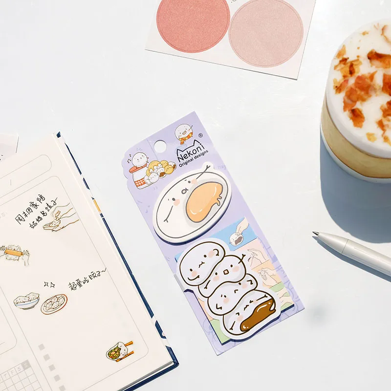 Милый блокнот для заметок Nekoni Kawaii традиционная еда изображение самоклеящиеся блокноты бумажные указательные закладки лидер