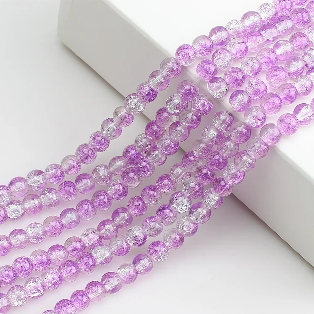 Floral glass beads ice crackle beads DIY wedding clothes bracelet decoration crystal round beads for jewelry making