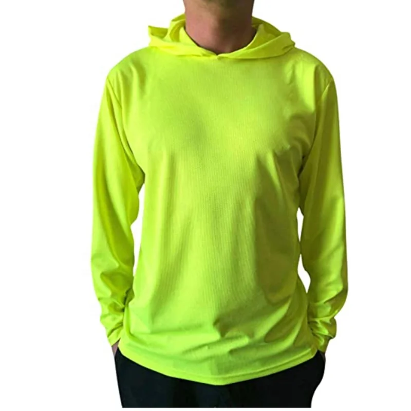 Plus Size Hoodies Hooded Stringless Construction Safety Shirt Hoodies Fluorescent Green Long Sleeve Reflective Safety Hoodies