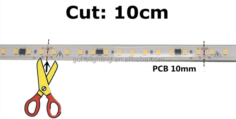 ac 220v led strip light smd2835 outdoor ip67 waterproof 10cm/cut 110v 230v led light strip with IC Design