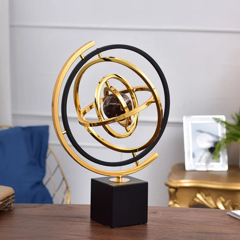 European Style Luxury Metal Globe Ornaments Office Desk Living Room Decor Art Ornaments