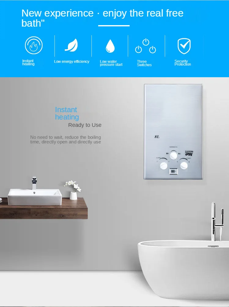 2021 cartonHigh quality LPG 8L gas water heater