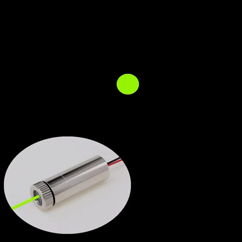 Green Light Single Point Horizontal Cross 520nm 10mW Laser Module Head Glass Lens Focusing Industrial Grade DC 3V-5V