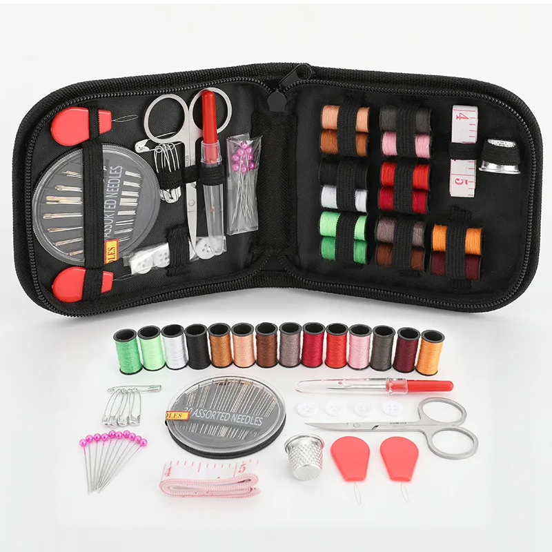 
Custom logo sewing tool set fashion household travel portable sewing box set with 70pcs sewing accessories and zip case 