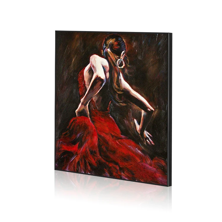 Modern art abstract red dress beauty portrait decorative painting professional handmade custom figure oil painting