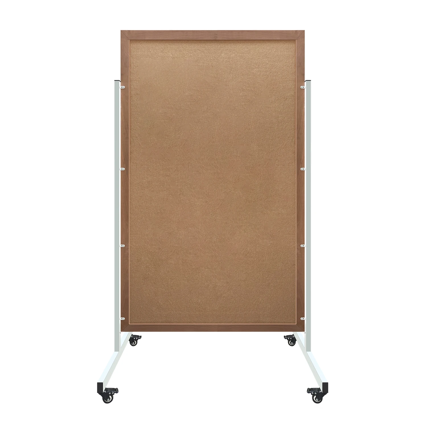Free-Standing Bulletin Board With Wheels Wooden Frame Double sided Screen Board With Mobile Steel Stand