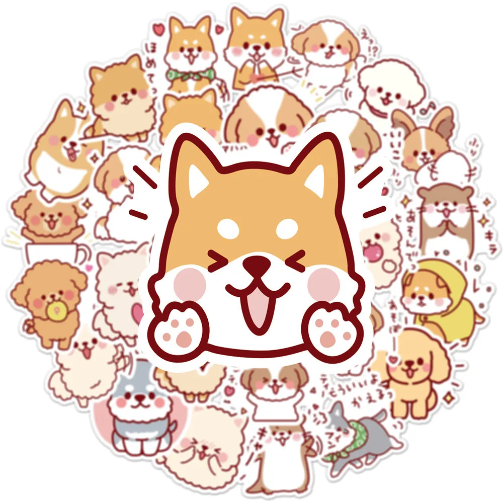 50Pcs Funny Cute Cartoon Fluffy Dog Decorative Stickers Label For Luggage Laptop Guitar Scrapbook Skateboard Waterproof Sticker
