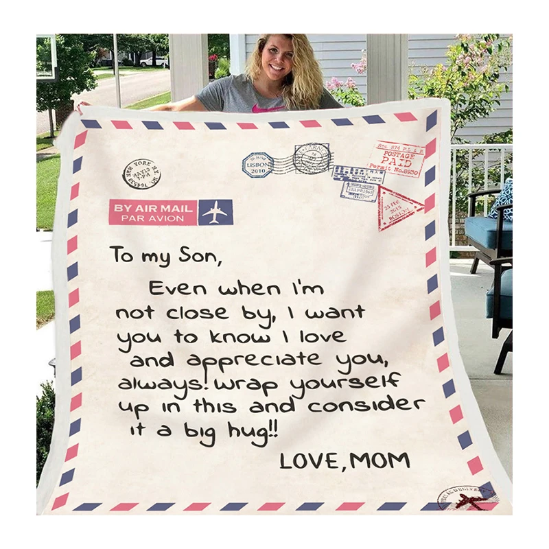 Wholesale cheap love letter blanket sherpa cotton knitted blanket letter sublimation knitting patterns luxury letter blanket