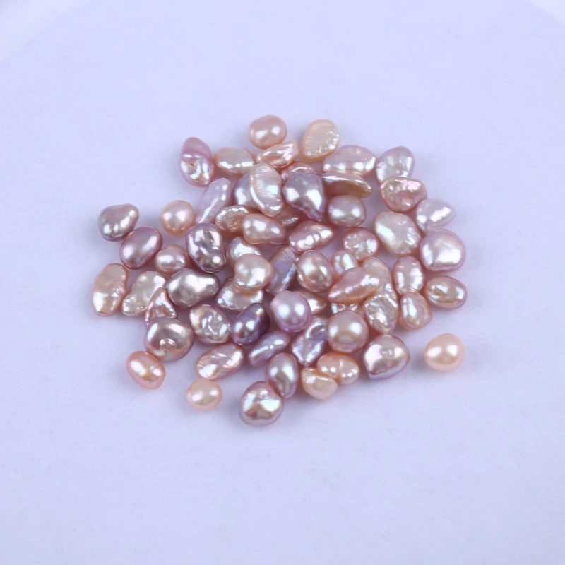 5-9mm AAA A Natural Pink Purple Loose Real Fresh Water Keshi Pearl Beads