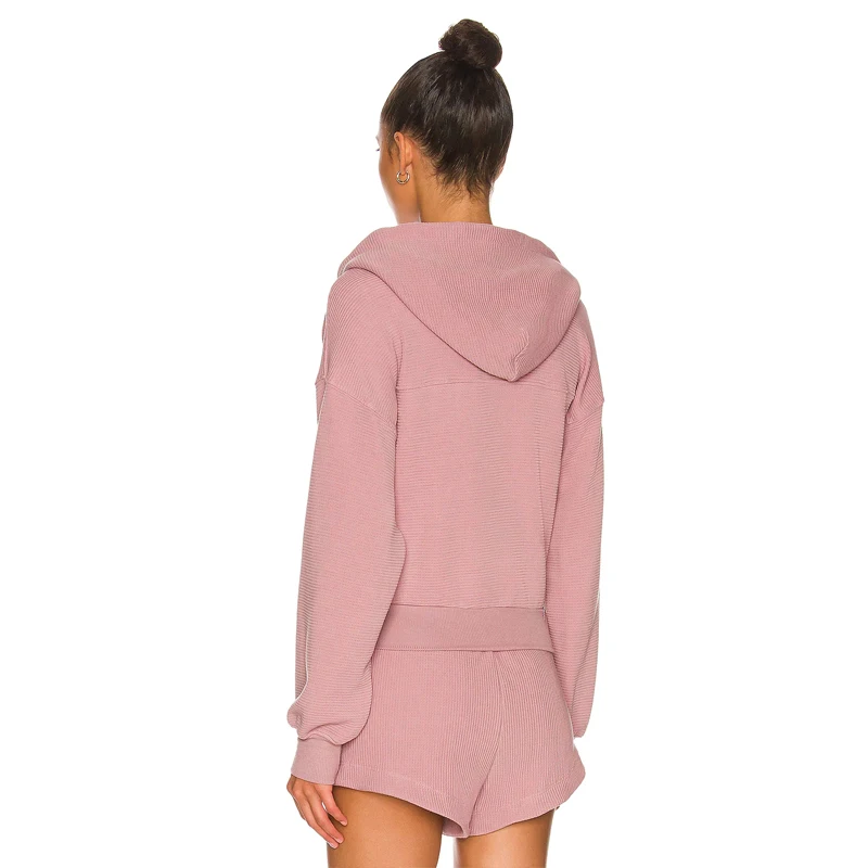 New fashion womens contracted leisure vintage long sleeve hoodie Shorts three piece suit