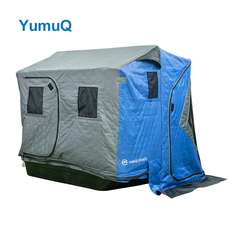 YumuQ 184x150x152cm Winter Outdoor Windproof Ice Fishing Tent, 3 Layers Cotton Fabric Fishing Bivvy Tent On Sled For 2 Person