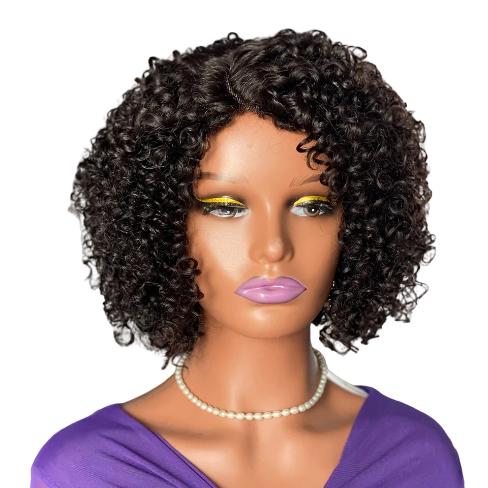 Short kinky curly L part wigs human hair For Black Women Kinky Twist Wigs Cheap Price Human Hair Short BOB Wig