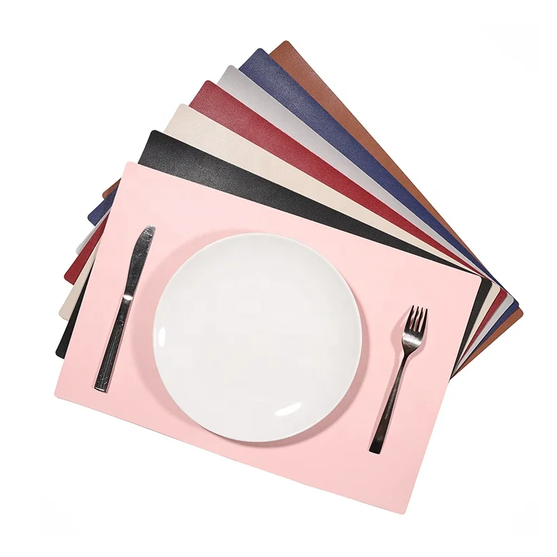 Durable Washable Faux Leather Non-Slip Stain Resistant Place Mats PU Leather Dining Table Mat