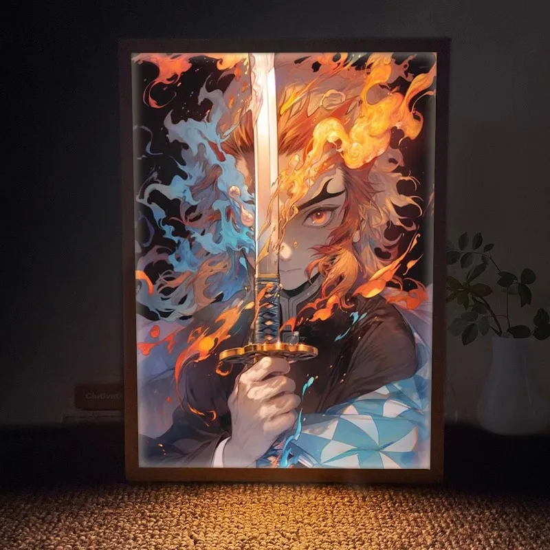 17cm*23cm Demon Light Painting Led Lamp Wood Anime Posters Christmas Gifts