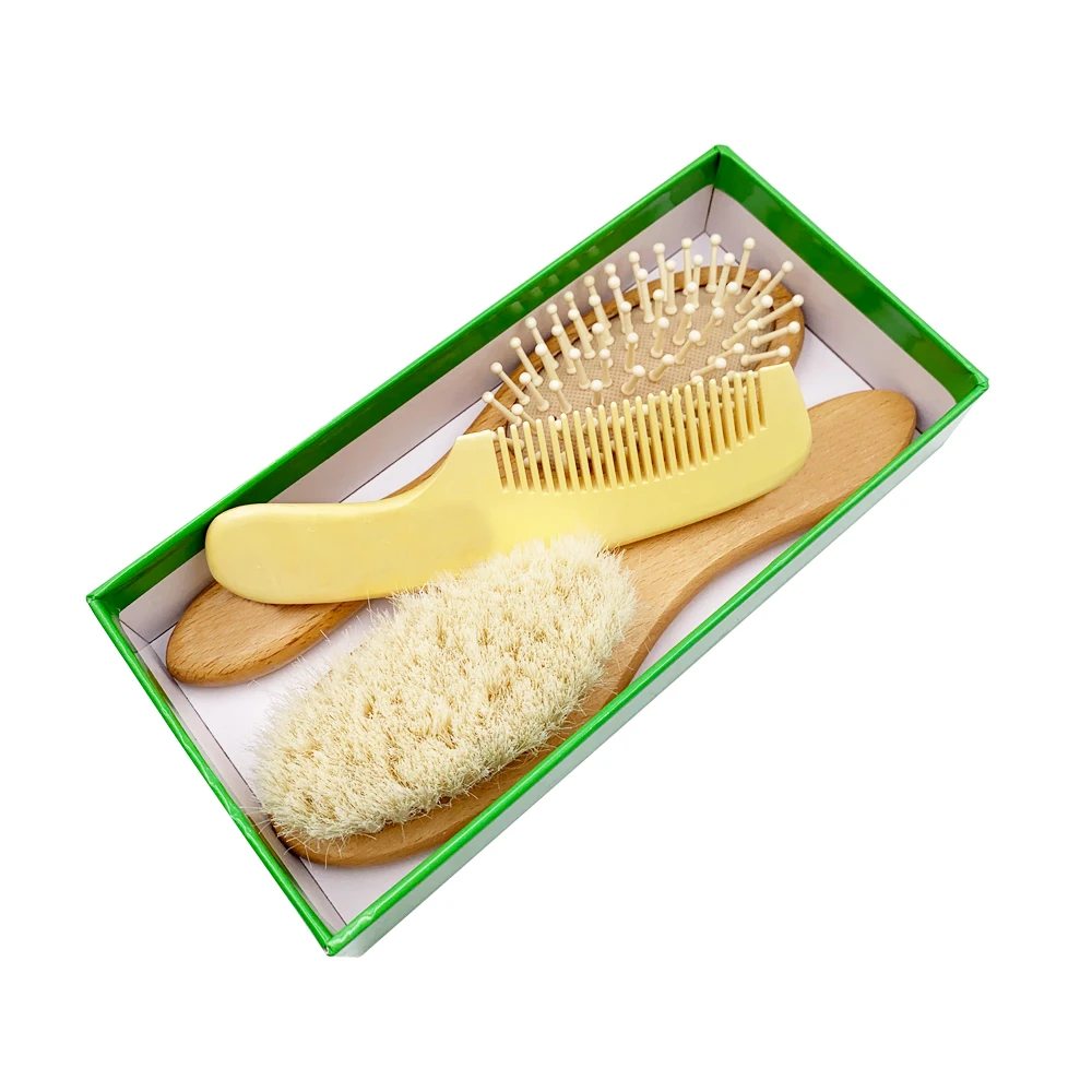 ECO friendly wooden baby hair brush set baby brush set