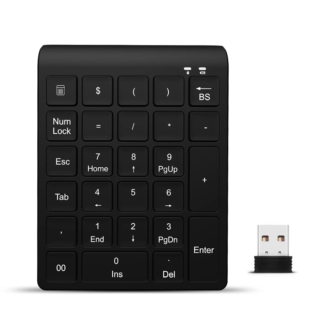 Wireless Number Pads 27 Keys Portable 2.4GHz Financial Accounting Numeric Keyboard Keypad for Laptop PC