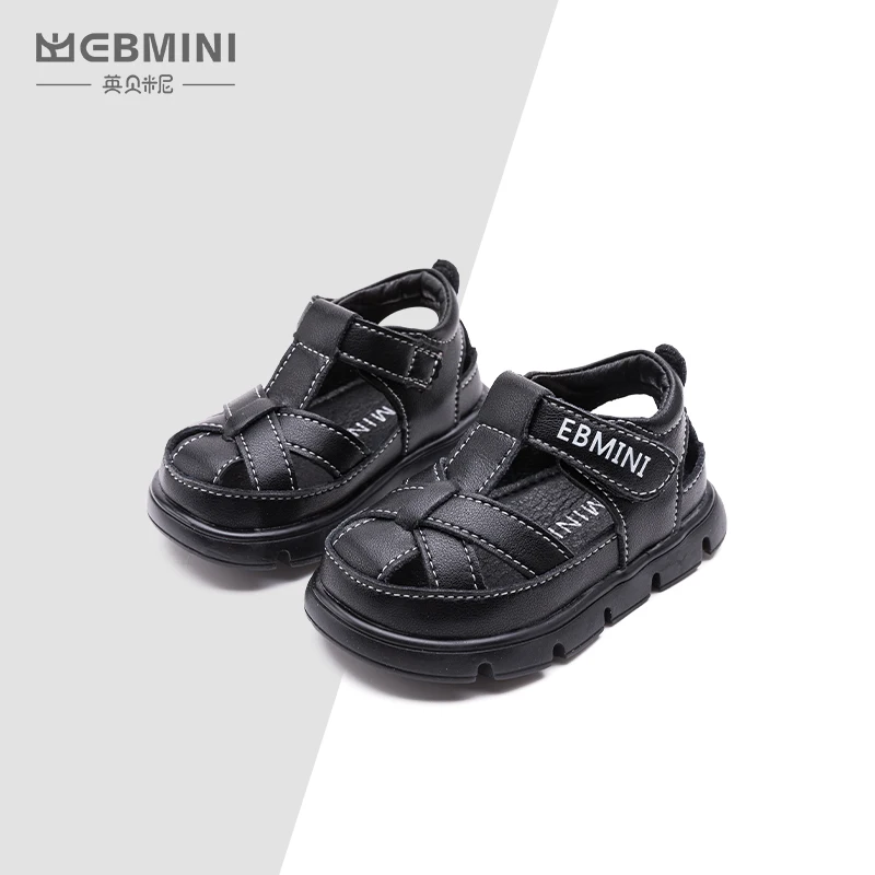 Ebmini 2024 summer new tip-binding non-slip soft sole baby boys toddler sandals