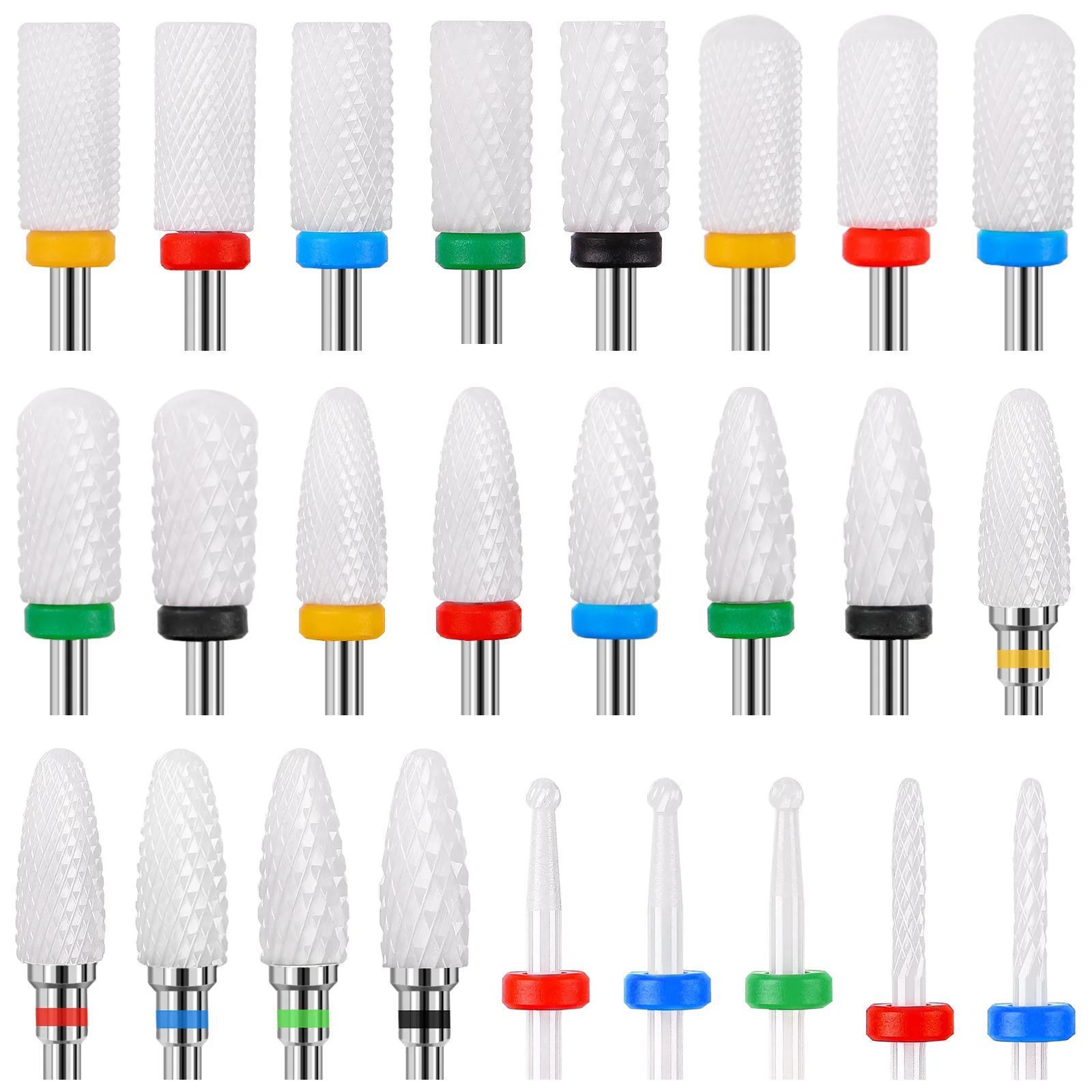 Professional Electric Efile Grinding Head Diamond Ceramic Nail Drill Bits Set Box For Nails
