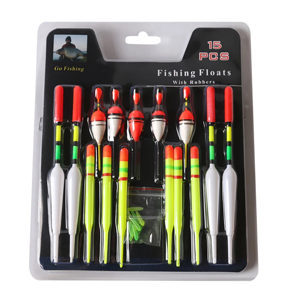 15 Pieces Angling Bobber Fishing Accessories Plastics Buoy Floating Rods River Simple Operations Craftsmanship Fluctuate Bobbers