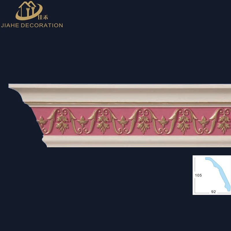 
artistic moulding polyurethane carved crown molding for art gallery museum and salon 