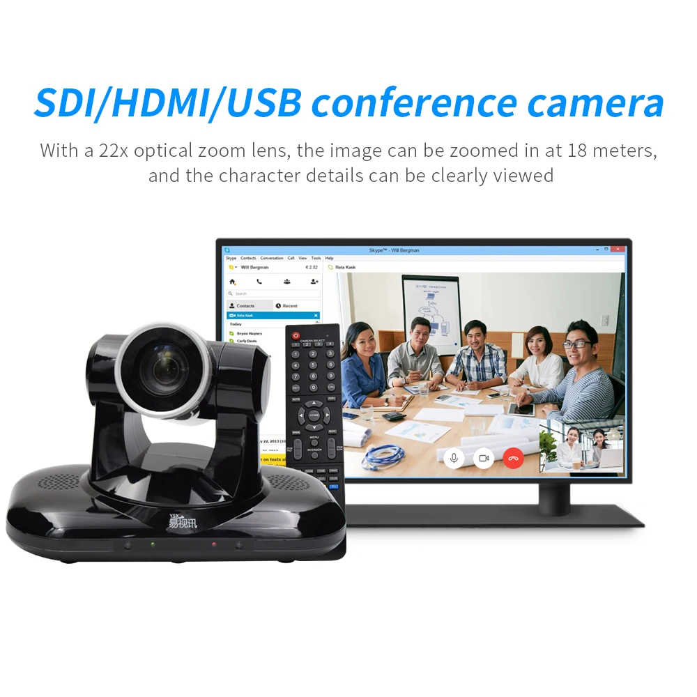 YSX Full PTZ Camera Zoom Hd Conference Camera YSX-320R 1080P HD SDI DVI USB Output 18x 1.07 Kg CN;GUA Black 2.2 Million Pixels