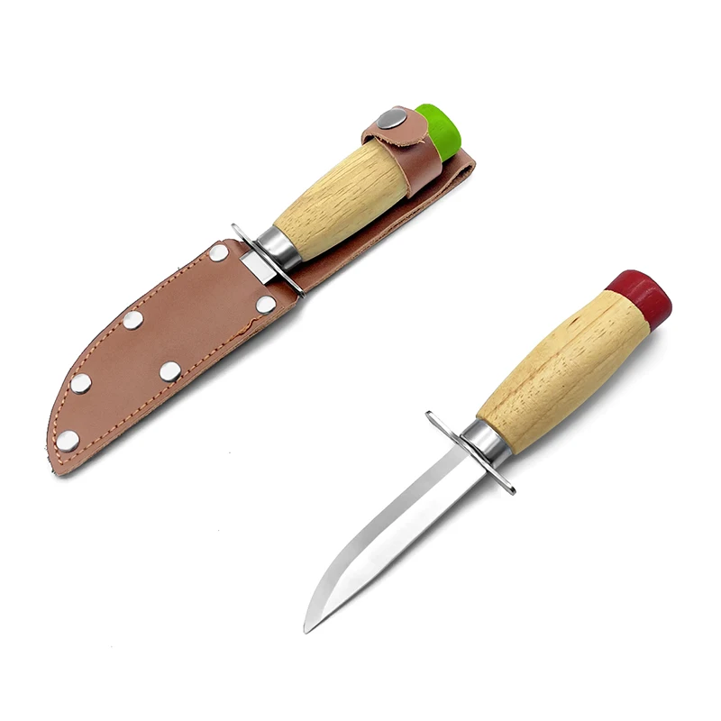 Hot Selling Stainless Steel Blade Beech Wood handle Double Finger Guard Safety Fixed Blade Knife camp knife fixed blade knife
