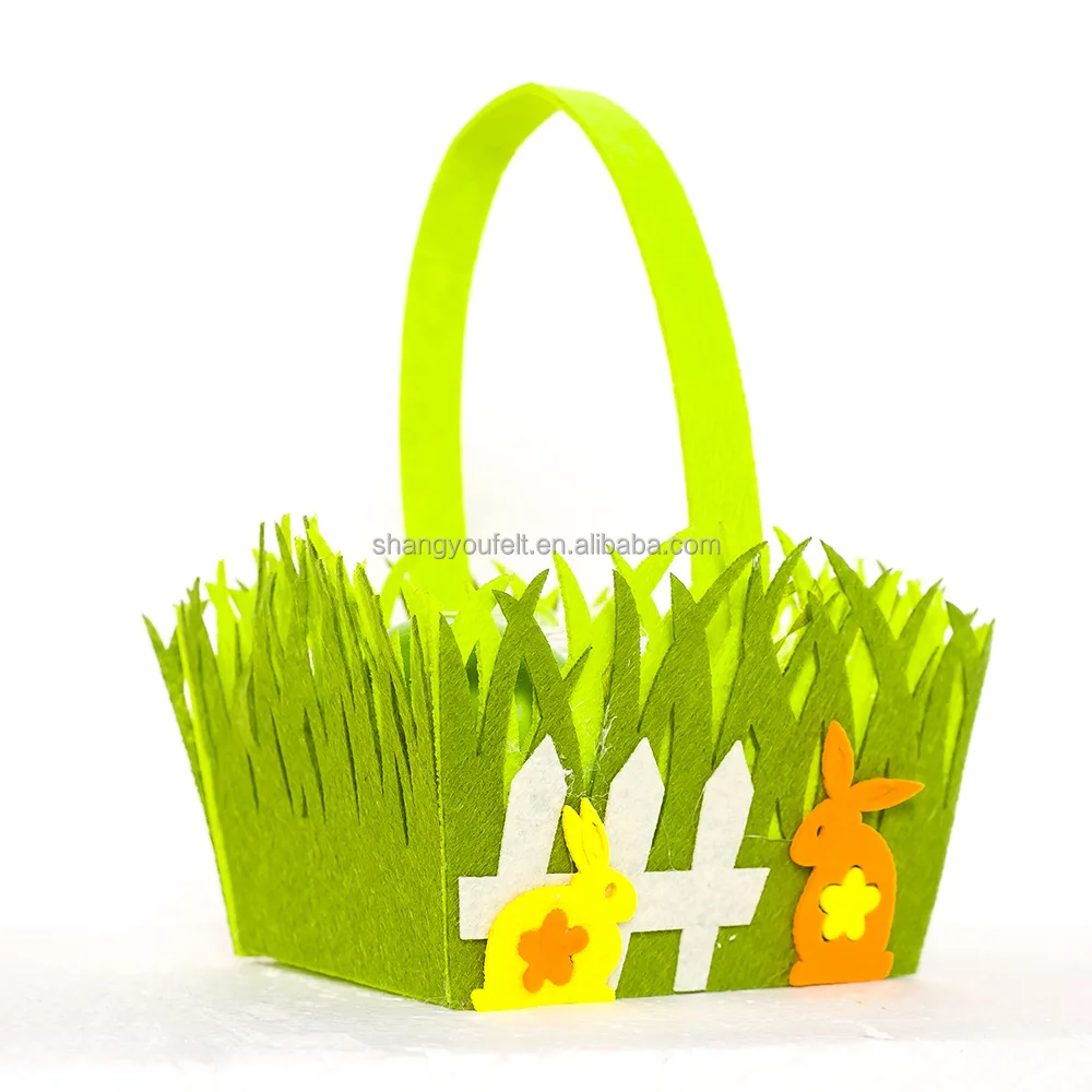 Latest Style Felt Easter Decoration Rabbit Egg Baskets For Easter Party