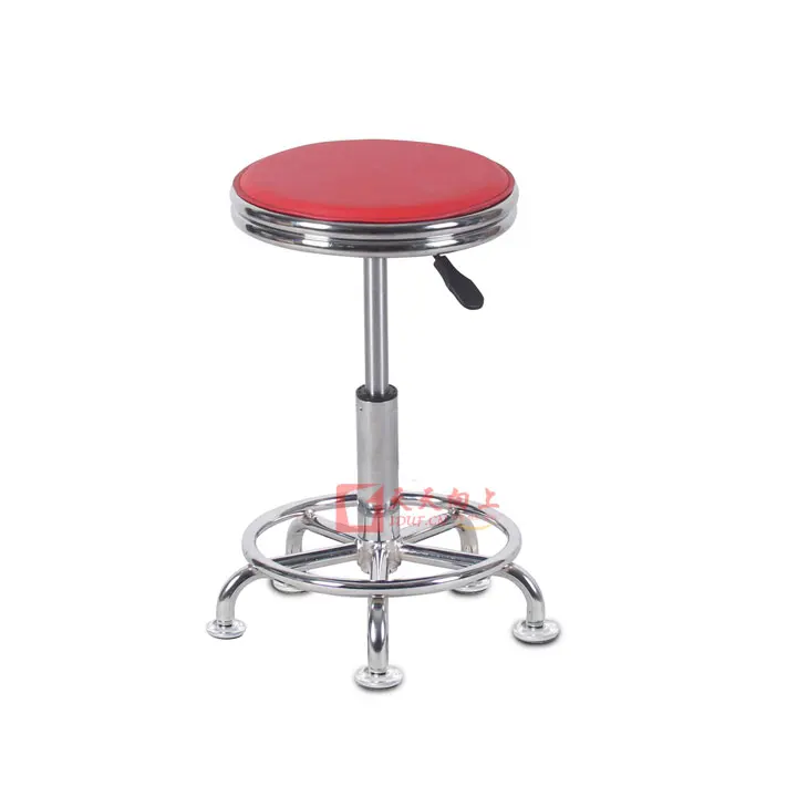 Adjustable Laboratory Stool With Footrest Swivel Leather Seat Lab Stool Fixed Backless Chair For Hospital Workshop Counter