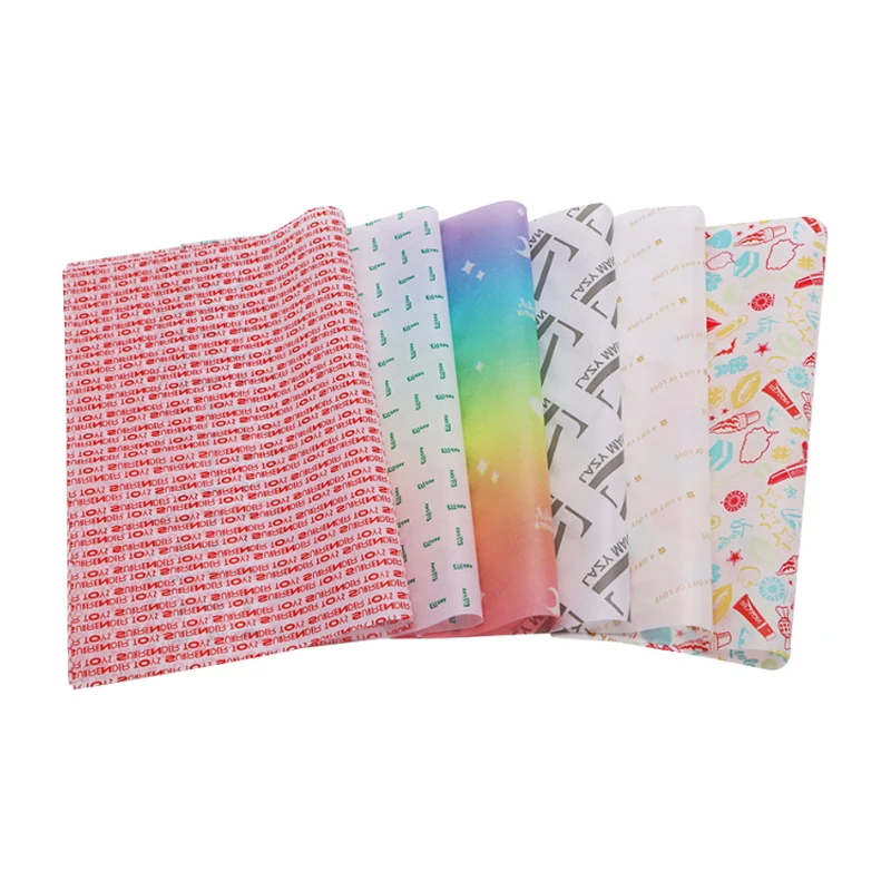 Wholesale eco friendly custom printed design logo gift wrap clothes shoes wine packaging tissue paper with sticker