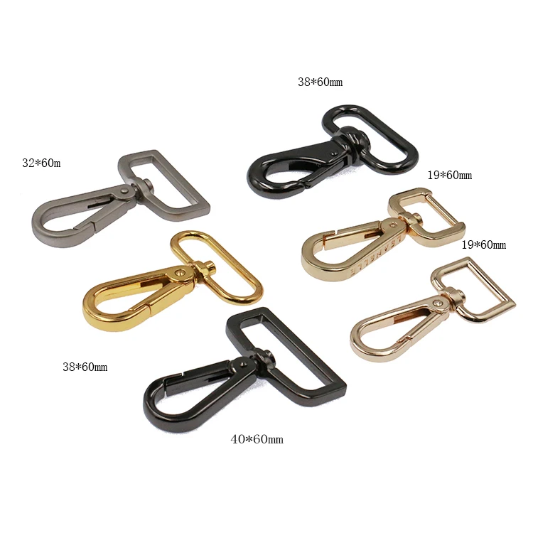 20mm 25mm 40mm Die Cast Gold Black Strap Belt Bronze Metal Swivel Spring Clip Bag Snap Hooks Clamps For Leather Bag Handbags