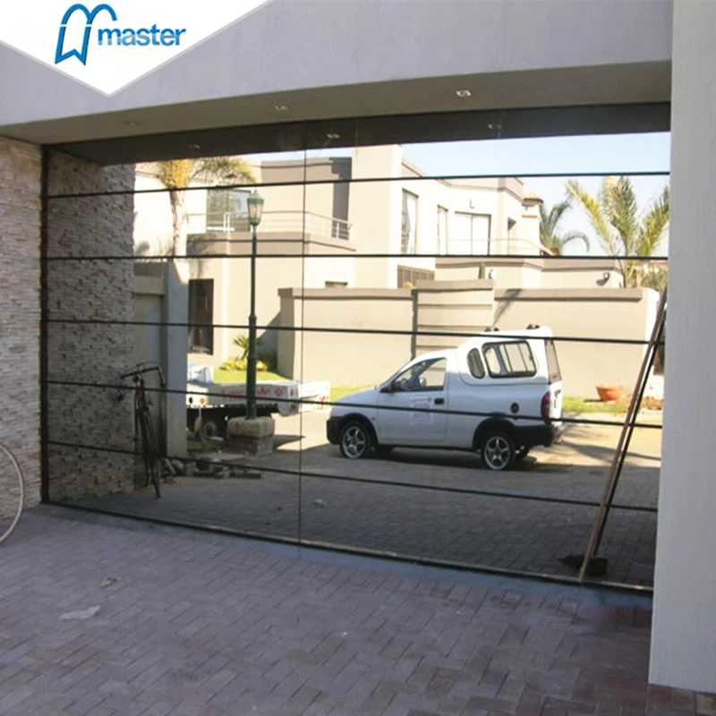Master Well New Design Modern aluminum tempered full view glass garage door price mirror plexiglass panel garage doors