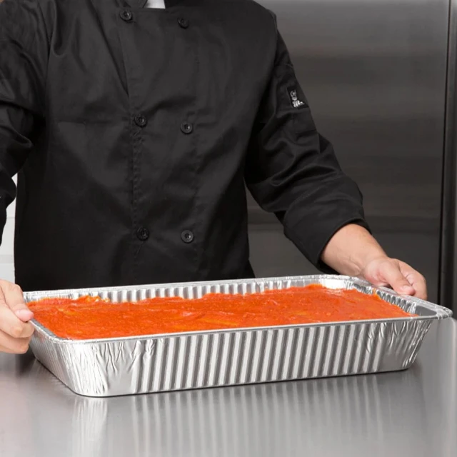 Half Size3500ml Full Size 9700ml  Food Packing Disposable Aluminum Foil Containers With Lid