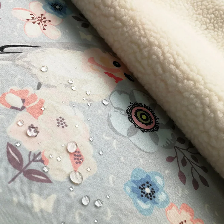 
Softshell fabric/ 100%Polyester high stretch fabric 3 layers laminated sheep fleece fabric for jackets 