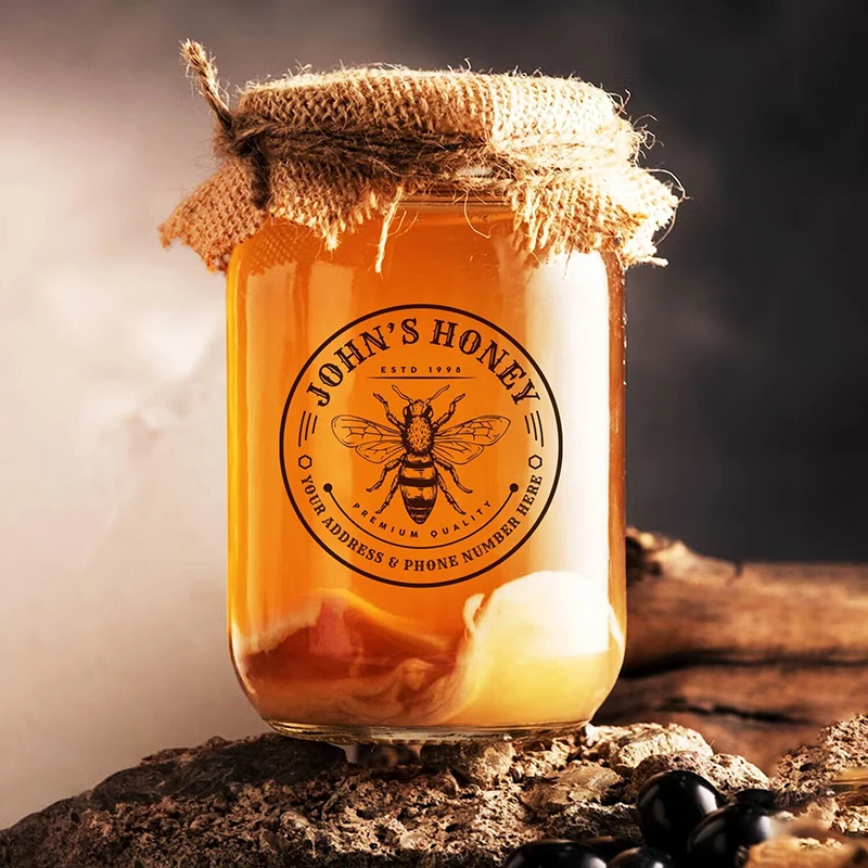 Hot sale custom waterproof transparent honey bottle labels and stickers