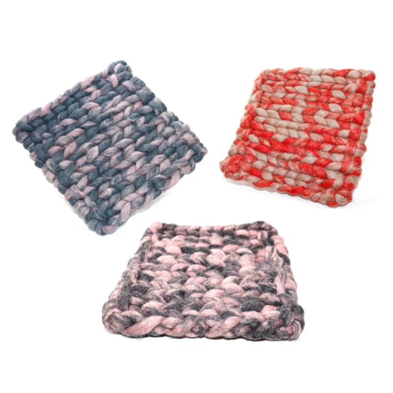 Square Coaster 21CM Woven and Knitted by Handmade Wool