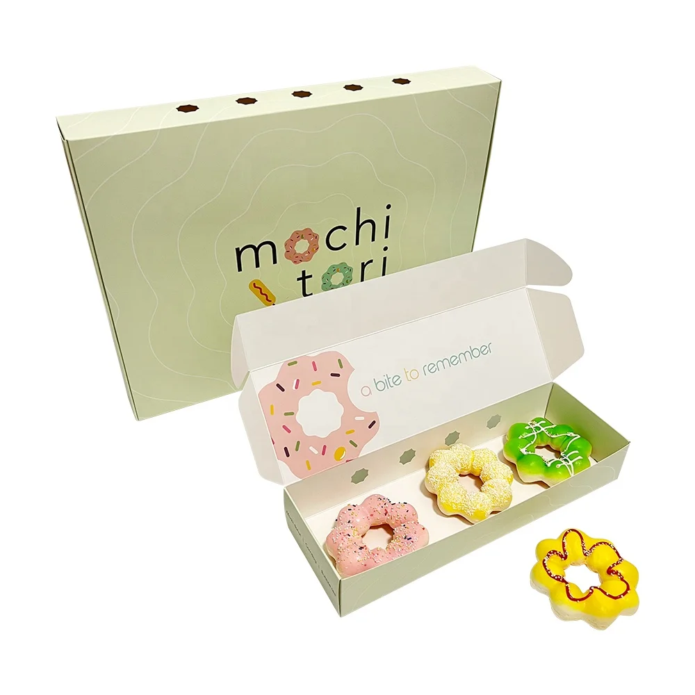 Wholesale Custom Printed Logo Biodegradable Paper Bakery Mini Crispy Donut Take Away Packaging Purple Donut Box With Window