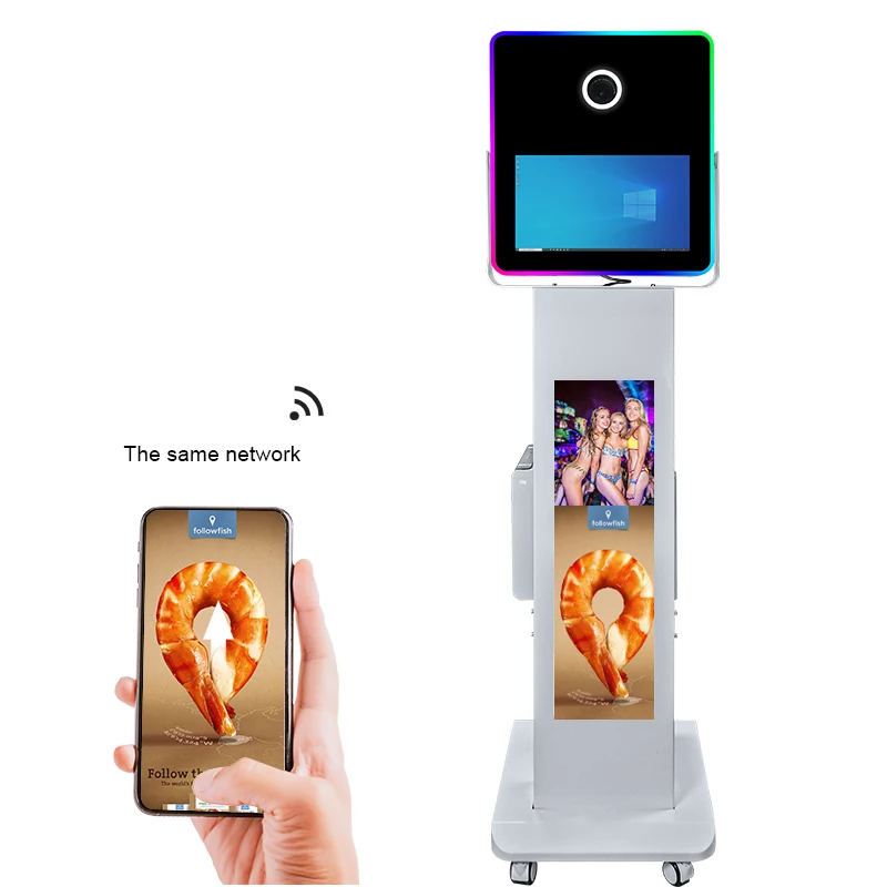 Spot Product RGB Ring Light White PC 15.6 Inch Touch Screen DSLR Camera Photo Booth Shell 29 Inch Video DSLR Photo Booth