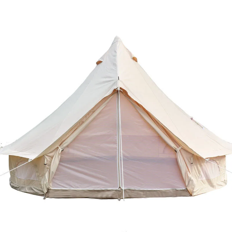 Outdoor Camping Tent Pyramid Indian Yurt Rainstorm-Proof Large Bell-Shaped Cotton Picnic Tent