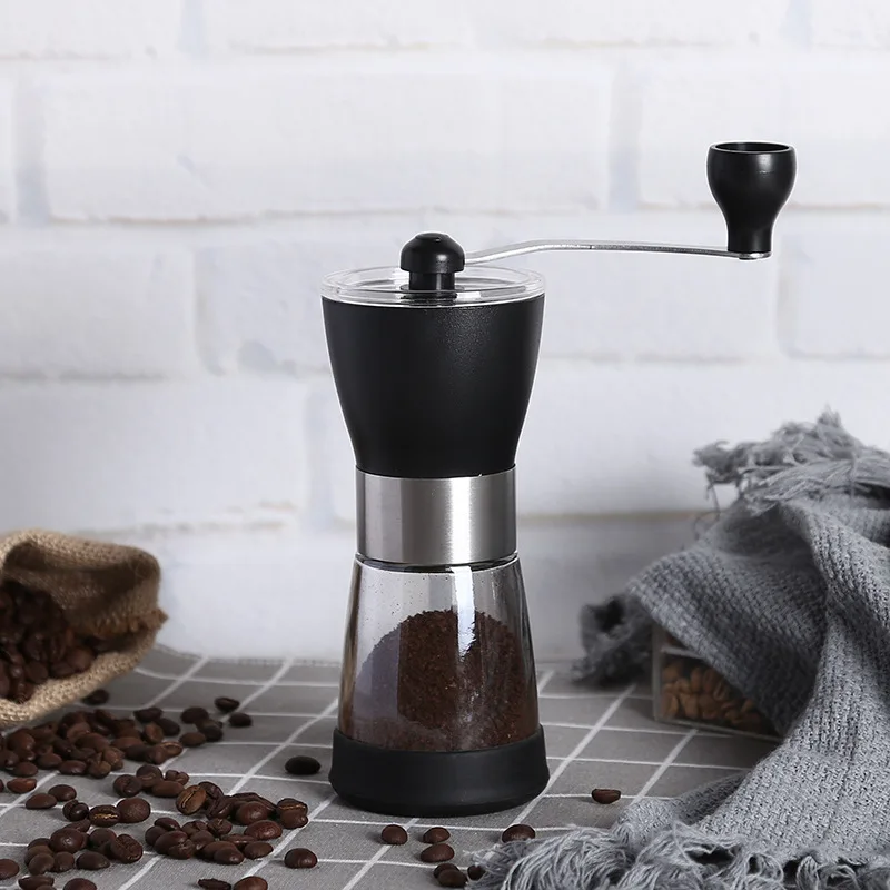 New stainless steel hand crank grinding conical ceramic coffee grinder manual coffee grinder mill with adjustable setting