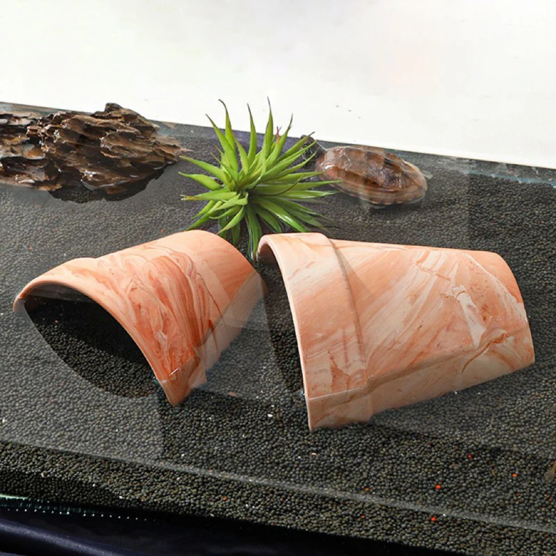 Reptile Turtle Rock Hide Ornament Rockery Hiding Decorative Climbing Terrace Tank Landscape Aquarium & Accessories Decoration