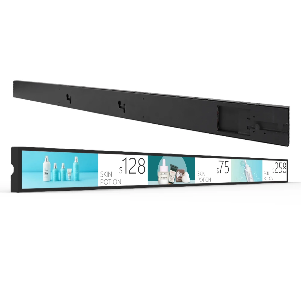 23.1 inch High Resolution supermarket Shelves Stretched Lcd Display Bar Type Lcd Shelf Edge Digital Signage