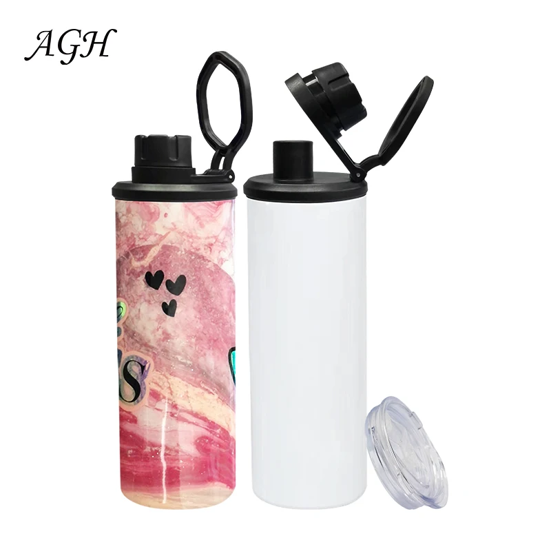 AGH 20 OZ Stainless Steel Vacuum Insulated Sublimation Blank Straight Skinny Tumbler Coffee Mug With Sport Lid And Straw