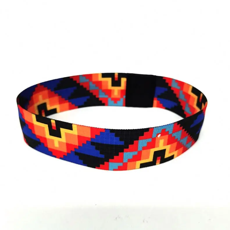 Wholesale Custom Fitness Cycling Running Sport Gym Sweatband Headband Elastic Silicone With Jacquard Printed Logo Accessories